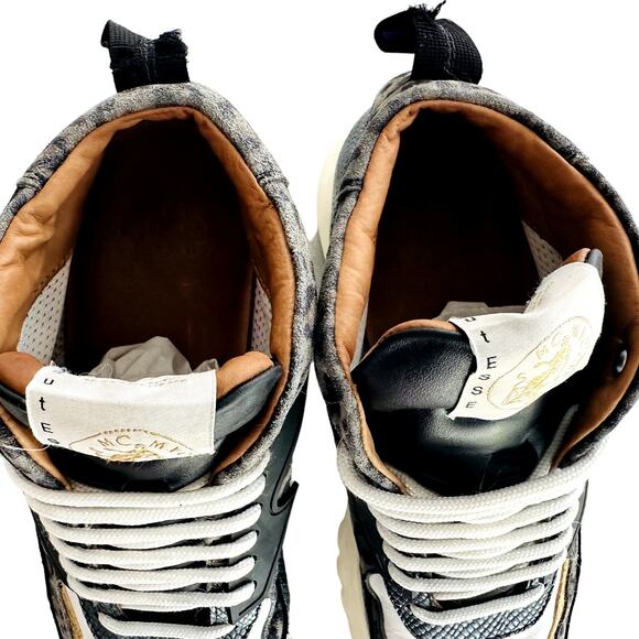 ESSE ut ESSE Air Brain Low Ankle Fashion Sneaker Size 40 Black Leopard Italy - Picture 4 of 10